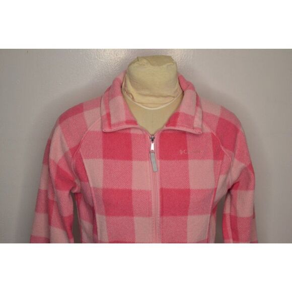 Columbia Girls XL(18-20) Pink Plaid Full Front Zip Fleece Jacket - Picture 2 of 11